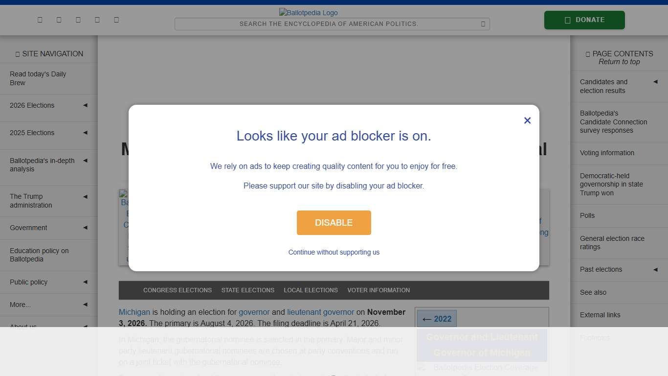 Michigan gubernatorial and lieutenant gubernatorial election, 2026 - Ballotpedia